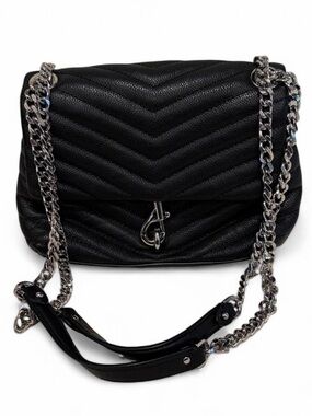 Rebecca Minkoff Edie Pebbled Leather Crossbody Shoulder Bag Black